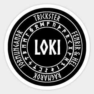 Loki Norse God with Runes Sticker